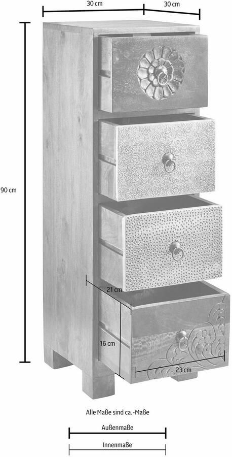 Home affaire Kast Mahar Breedte 30 cm met voorkanten van metaal - Foto 7