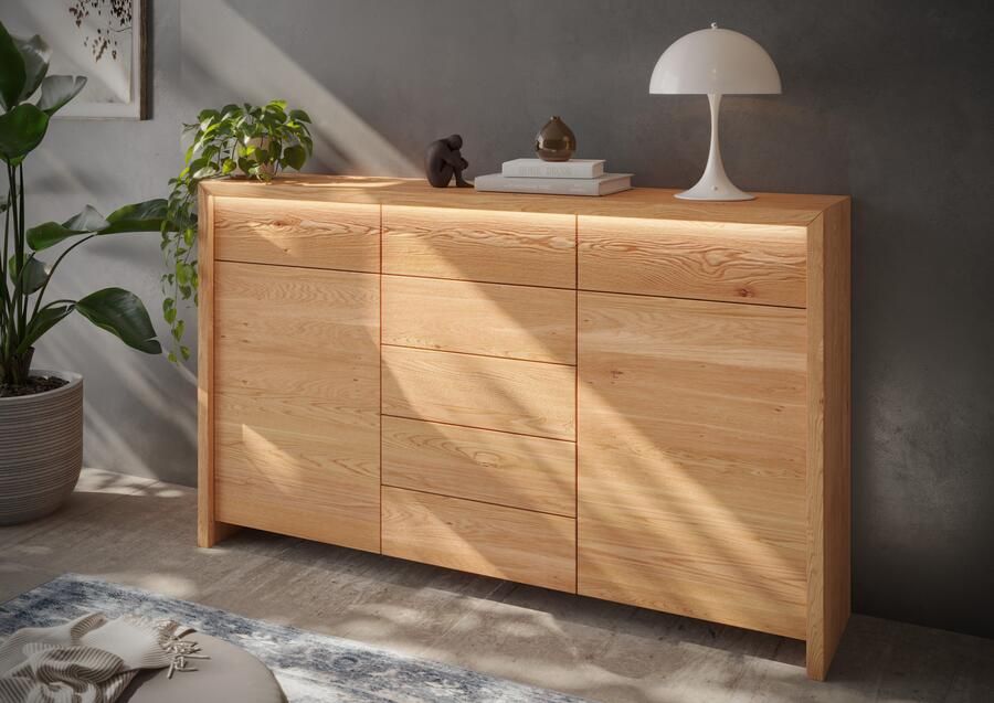 Home affaire Kast met laden en deuren Léopoldine Commode van kernbeuken breedte 188 cm incl. LED-verlichting - Foto 2