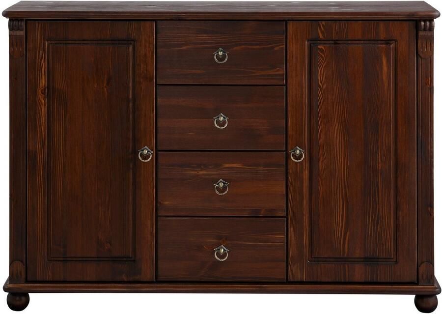 Home affaire Kast met laden en deuren Tessin buffetonderkast klassieke landelijke stijl van massief fsc -gecertificeerd dennenhout 128cm breed - Foto 9