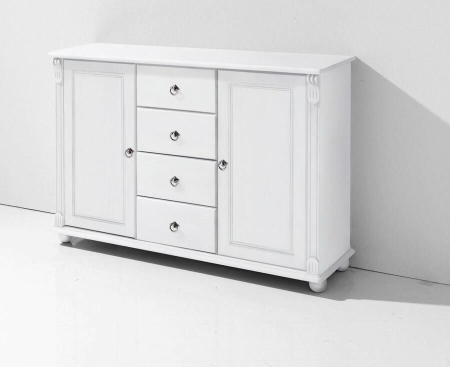 Home affaire Kast met laden en deuren Tessin buffetonderkast klassieke landelijke stijl van massief fsc -gecertificeerd dennenhout 128cm breed - Foto 2