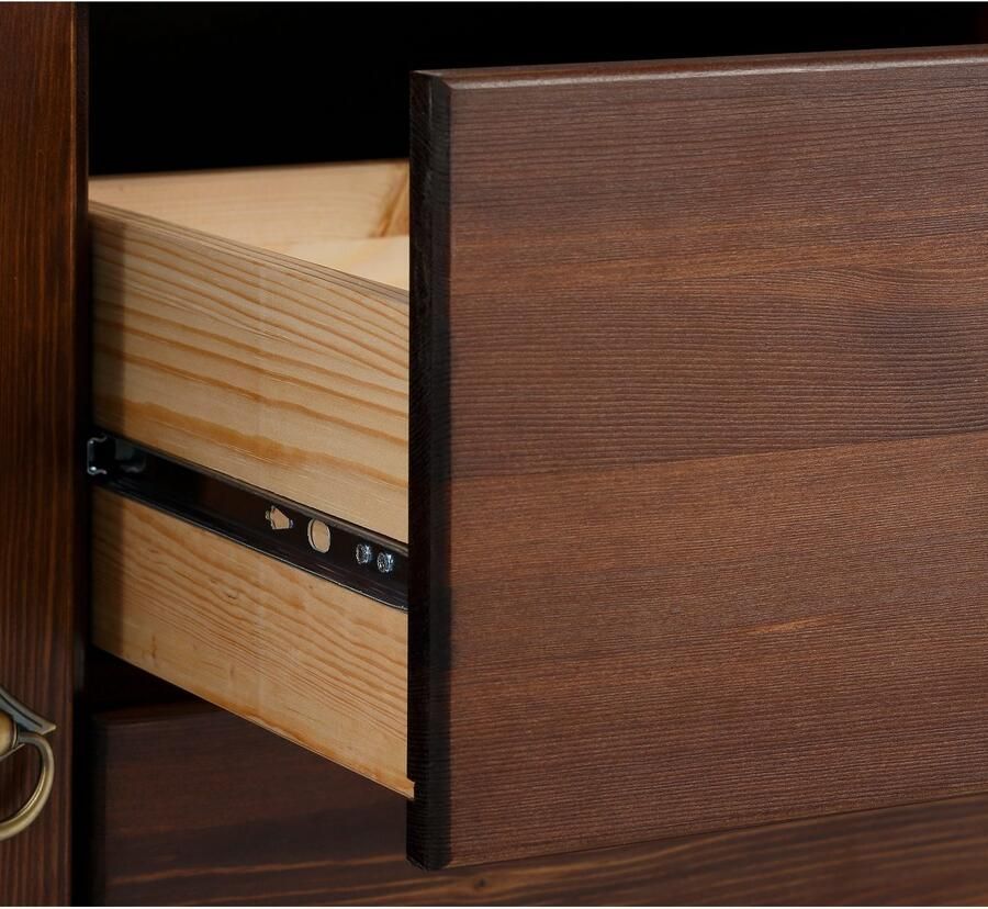 Home affaire Kast met laden en deuren Tessin buffetonderkast klassieke landelijke stijl van massief fsc -gecertificeerd dennenhout 128cm breed - Foto 2