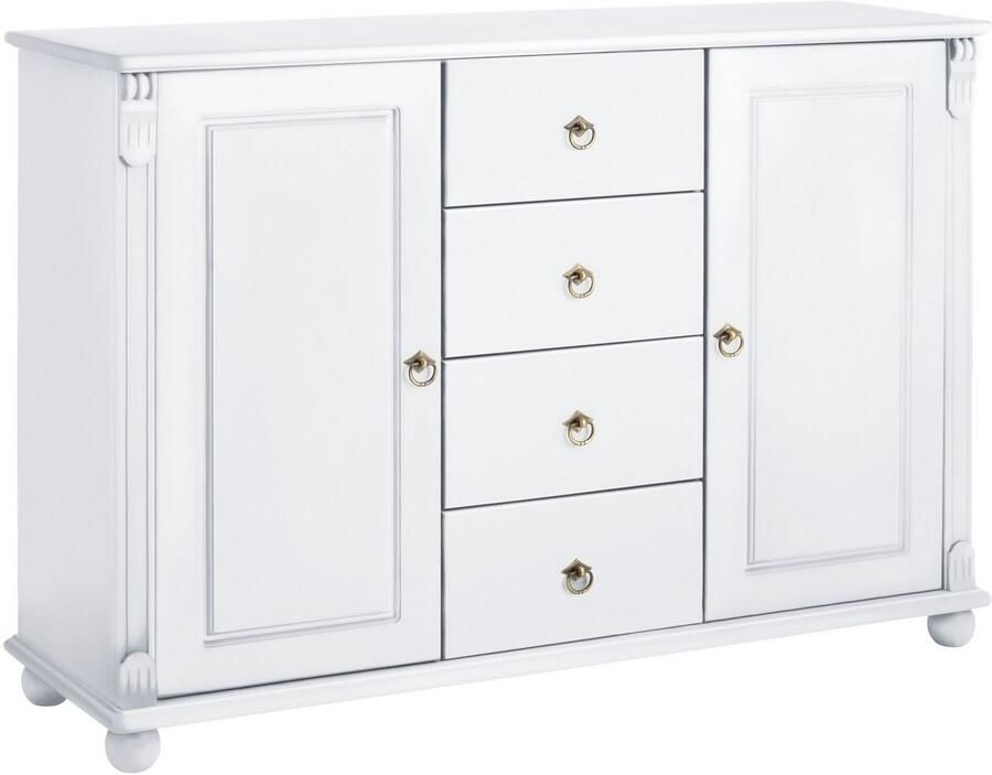 Home affaire Kast met laden en deuren Tessin buffetonderkast klassieke landelijke stijl van massief fsc -gecertificeerd dennenhout 128cm breed - Foto 3