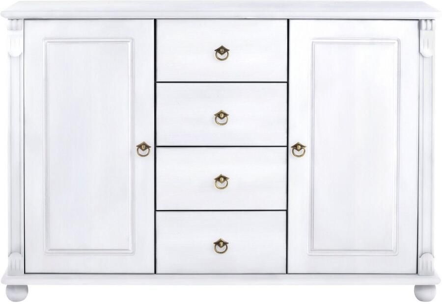 Home affaire Kast met laden en deuren Tessin buffetonderkast klassieke landelijke stijl van massief fsc -gecertificeerd dennenhout 128cm breed - Foto 6