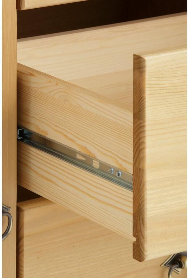 Home affaire Kast met laden en deuren Tessin buffetonderkast klassieke landelijke stijl van massief fsc -gecertificeerd dennenhout 128cm breed - Foto 14