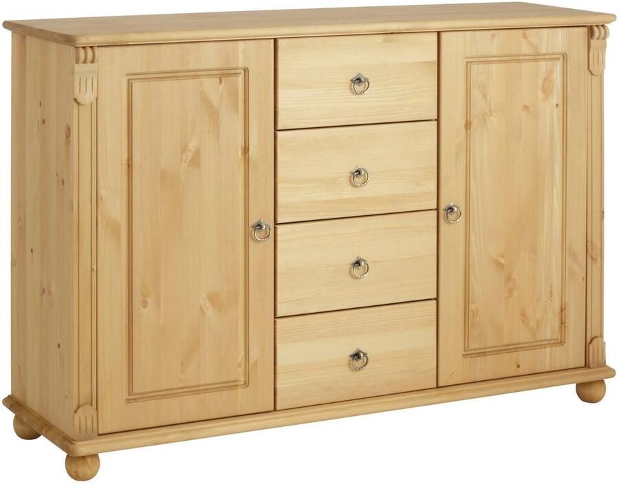 Home affaire Kast met laden en deuren Tessin buffetonderkast klassieke landelijke stijl van massief fsc -gecertificeerd dennenhout 128cm breed - Foto 3