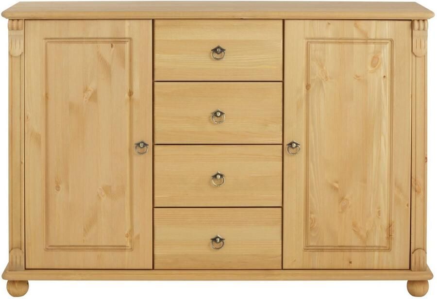 Home affaire Kast met laden en deuren Tessin buffetonderkast klassieke landelijke stijl van massief fsc -gecertificeerd dennenhout 128cm breed - Foto 6