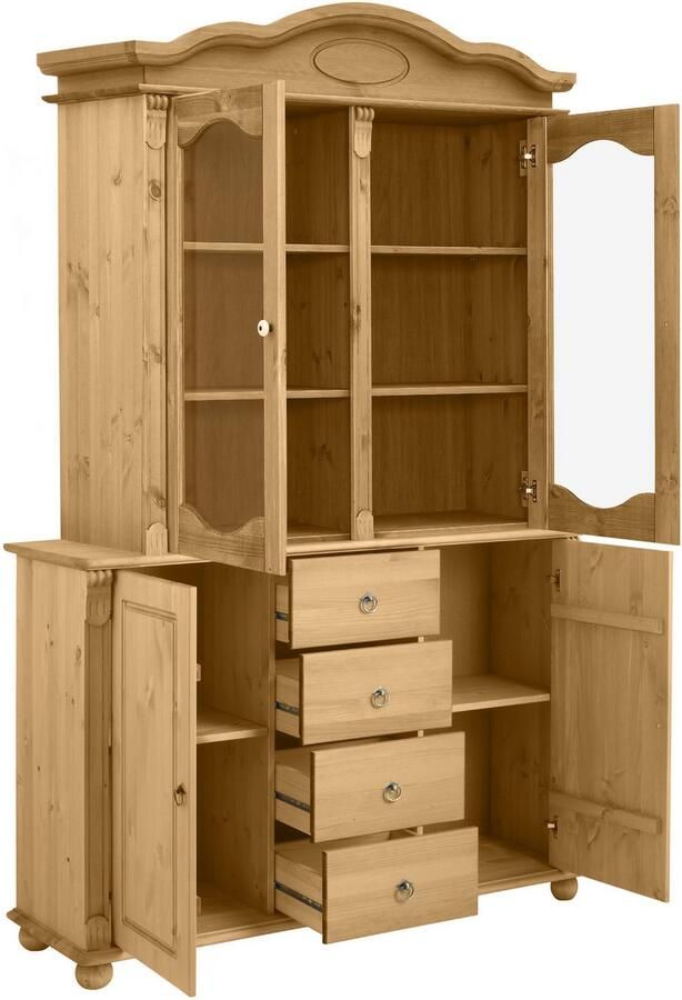 Home affaire Kast met laden en deuren Tessin buffetonderkast klassieke landelijke stijl van massief fsc -gecertificeerd dennenhout 128cm breed - Foto 7