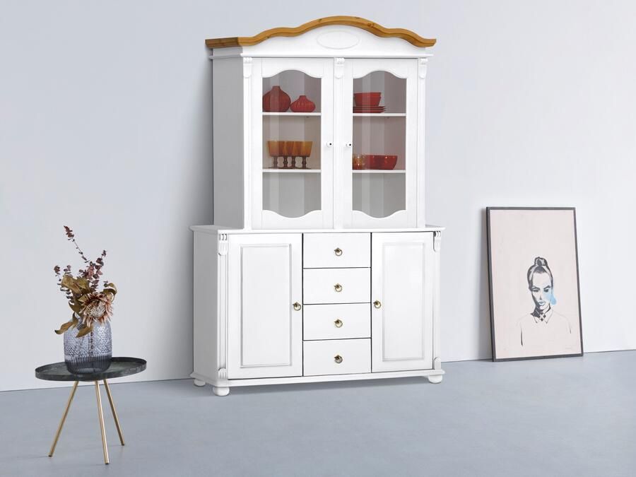 Home affaire Kast met laden en deuren Tessin buffetonderkast klassieke landelijke stijl van massief fsc -gecertificeerd dennenhout 128cm breed - Foto 4