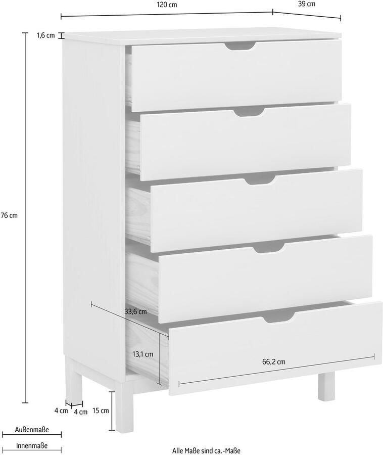 Home affaire Kast Post massief grenenhout met vele opbergmogelijkheden breedte 76 cm - Foto 2