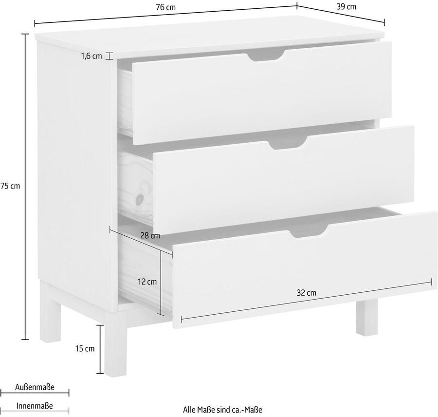 Home affaire Kast Post van massief grenenhout met opbergmogelijkheden breedte 76 cm - Foto 2