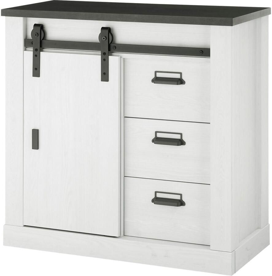 Home affaire Kast Sherwood Houtdecor met schuurdeurbeslag en apothekersgrepen breedte 92 cm - Foto 4