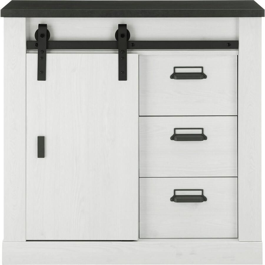 Home affaire Kast Sherwood Houtdecor met schuurdeurbeslag en apothekersgrepen breedte 92 cm - Foto 2