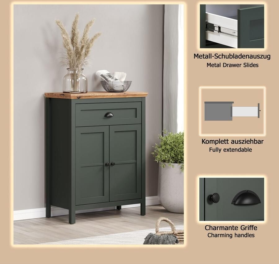 Home affaire Kast Vienna Schoenenkast met 1 volledig uittrekbare lade en 2 vakken 77 39 102 cm (1 stuk) - Foto 2