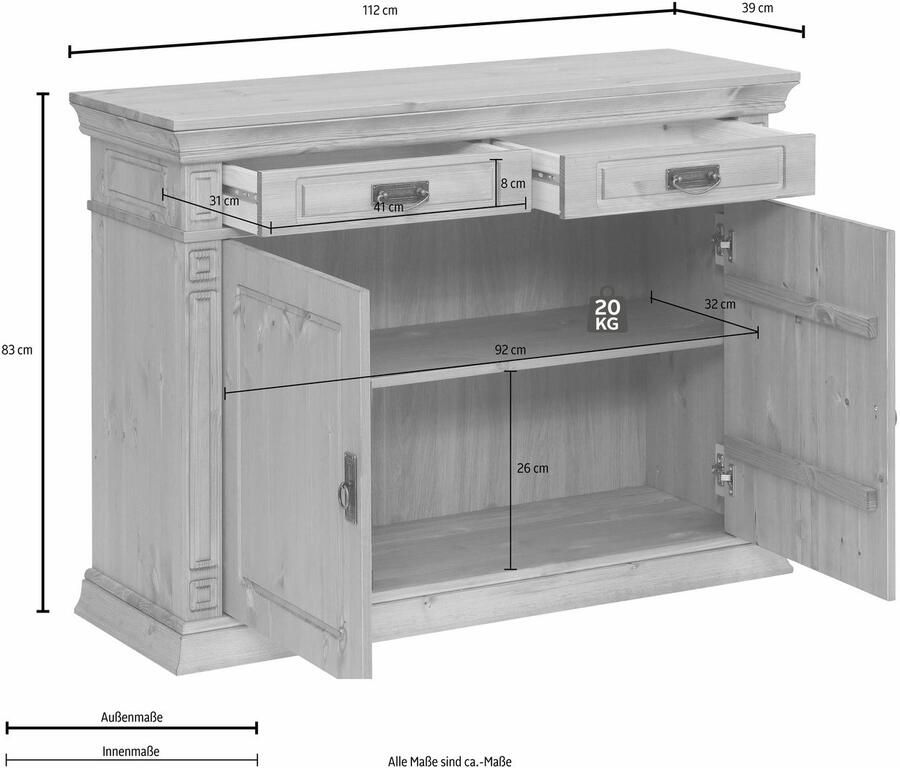 Home affaire Kast Vinales Breedte 112 cm van massief grenen - Foto 3