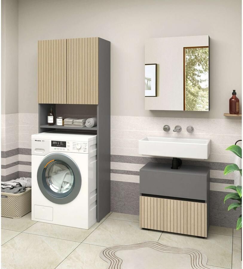 Home affaire Kast voor wasmachine Wisla met 2 deuren breedte 68 cm hoogte 180 cm - Foto 2