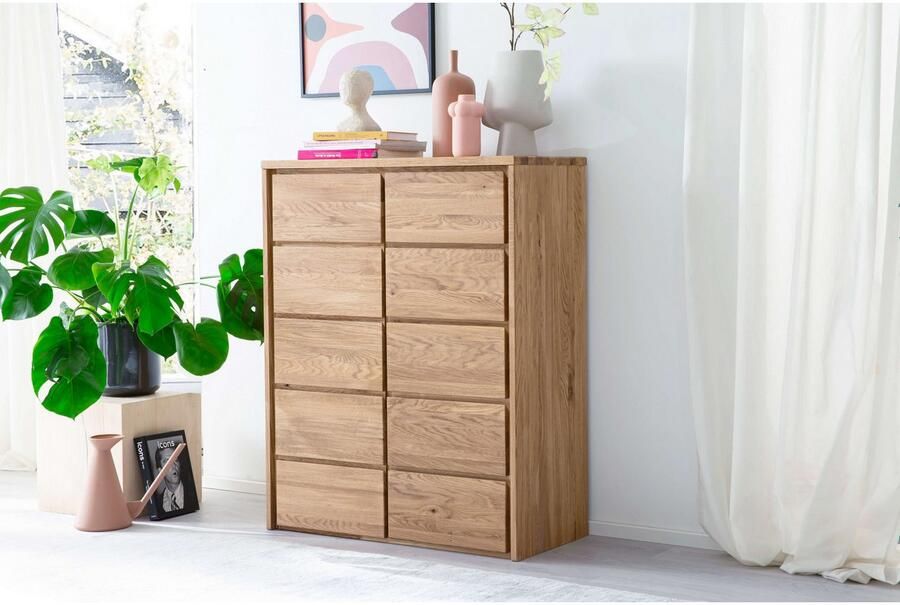 Home affaire Kast Zetra ladekast 5 lades 1 deur met soft-close functie Kant-en-klaar gemonteerd massief eiken breedte 88 cm - Foto 2