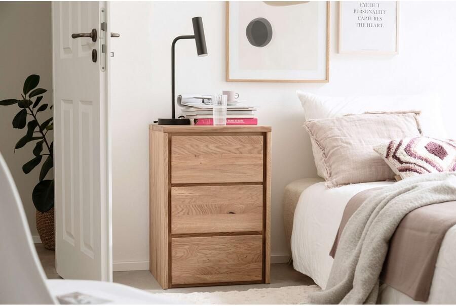 Home affaire Kast Zetra nachtkastje 3 lades met soft-close functie Kant-en-klaar gemonteerd massief eiken breedte 47 cm - Foto 2