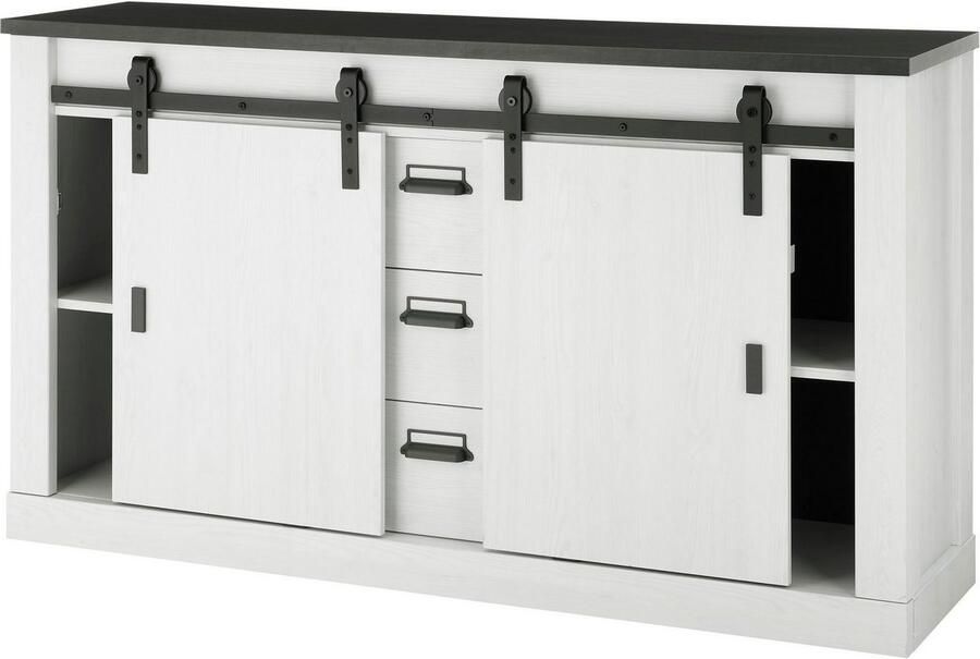 Home affaire Wandmeubel Sherwood Schuurdeurbeslag en apothekersgrepen van metaal hoogte 201 cm (2 stuks) - Foto 6