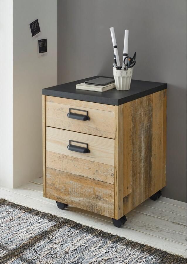 Home affaire Kastje op wieltjes Sherwood met metalen apotheker handgrepen breedte 47 cm soft-close functie - Foto 3