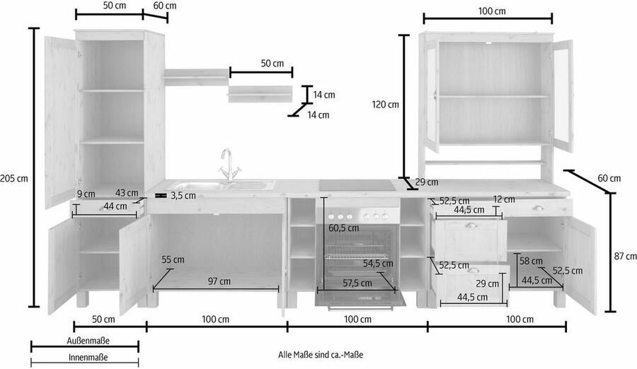 Home affaire Keukenblok Oslo Breedte 350 cm werkblad 35 mm dik zonder elektrische apparaten - Foto 2