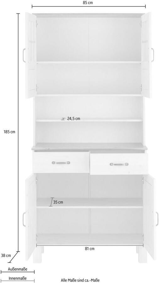 Home affaire Keukenbuffet Alby Breedte 85 cm 2 glasdeuren - Foto 6