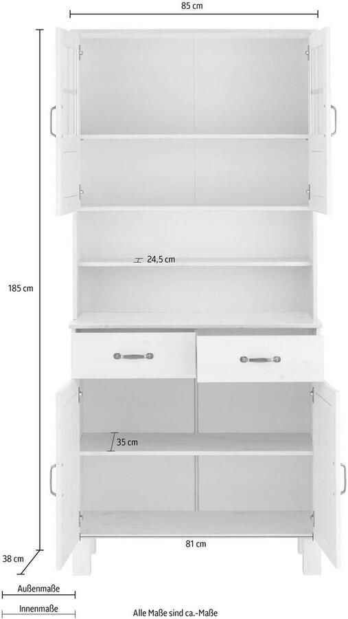 Home affaire Keukenbuffet Alby Breedte 85 cm 2 glasdeuren - Foto 6