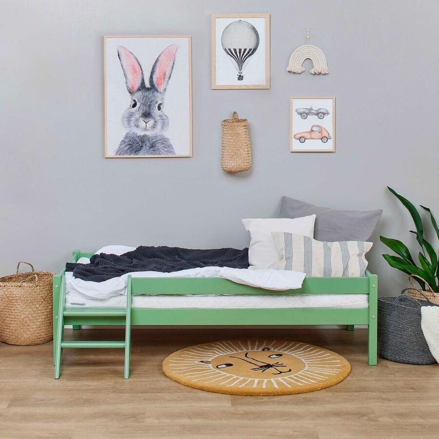 Home affaire Kinderbed ECO One Kinderbed met valbeveiliging en ladder keuze uit 3 kleuren en matrassen