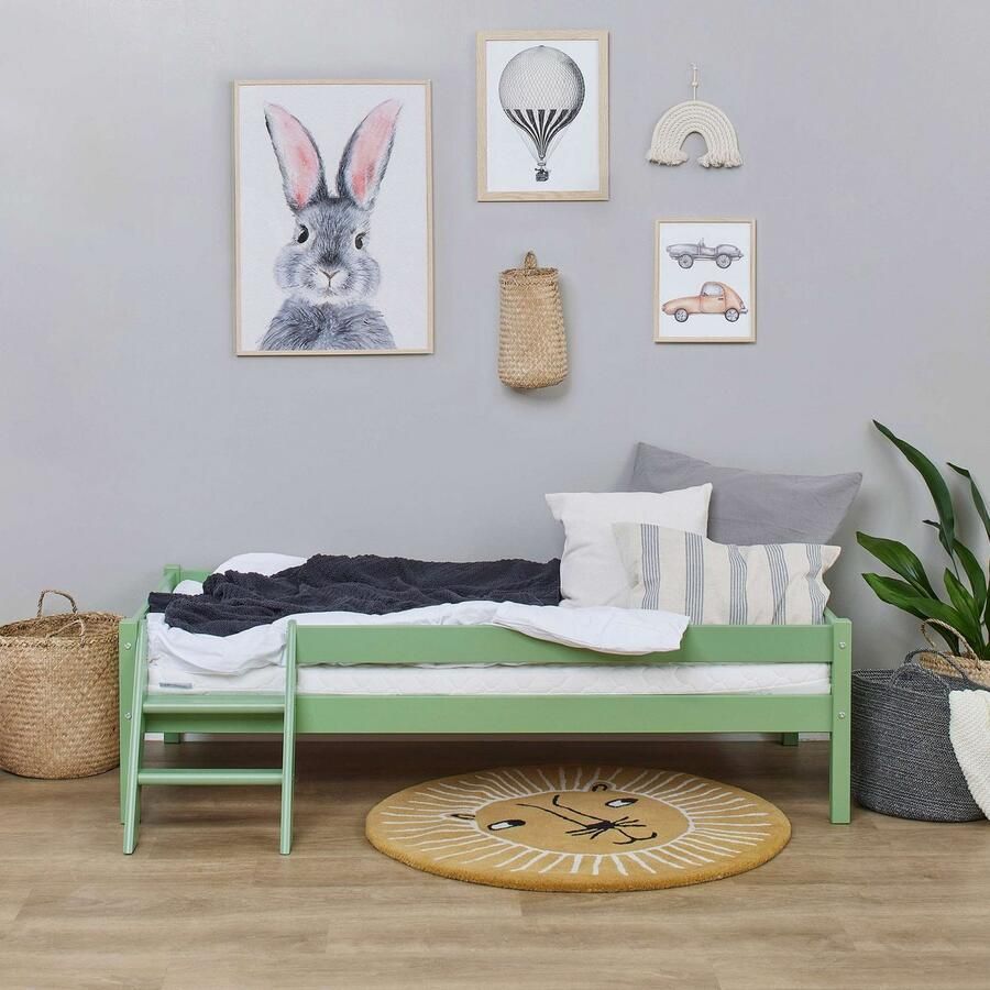 Home affaire Kinderbed ECO One Kinderbed met valbeveiliging en ladder keuze uit 3 kleuren en matrassen
