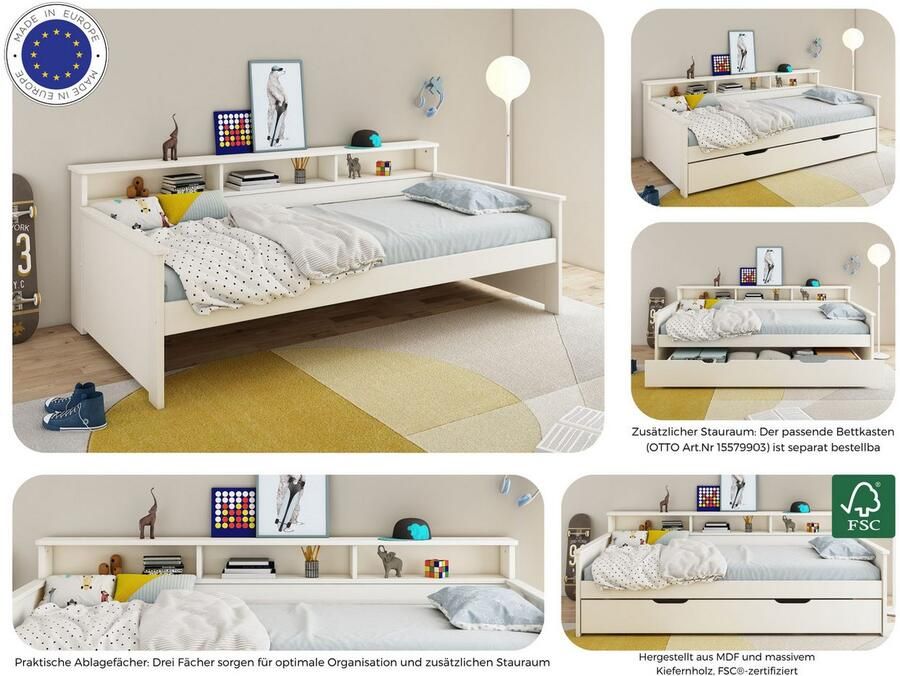 Home affaire Kinderbed KERO daybed bed met opbergruimte ruimtebesparend opbergruimte 90 x 200 cm - Foto 5