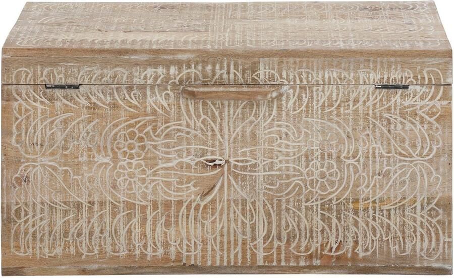 Home affaire Kisttafel Lavin Mangohout met decoratief houtsnijwerk met de hand gemaakt breedte 90 cm - Foto 8