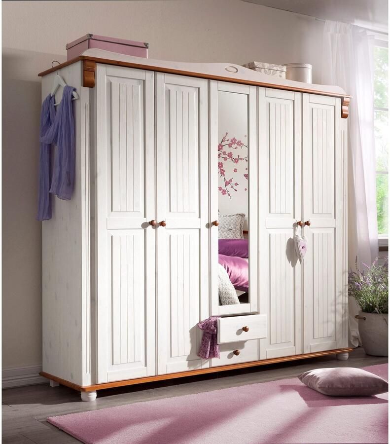 Home affaire Kledingkast ADELE van massief grenen spiegel bij de 4-en 5-deurskast indeling - Foto 6