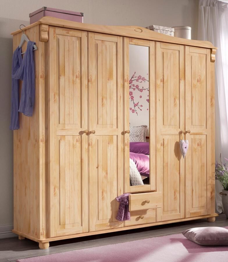 Home affaire Kledingkast ADELE van massief grenen spiegel bij de 4-en 5-deurskast indeling - Foto 2