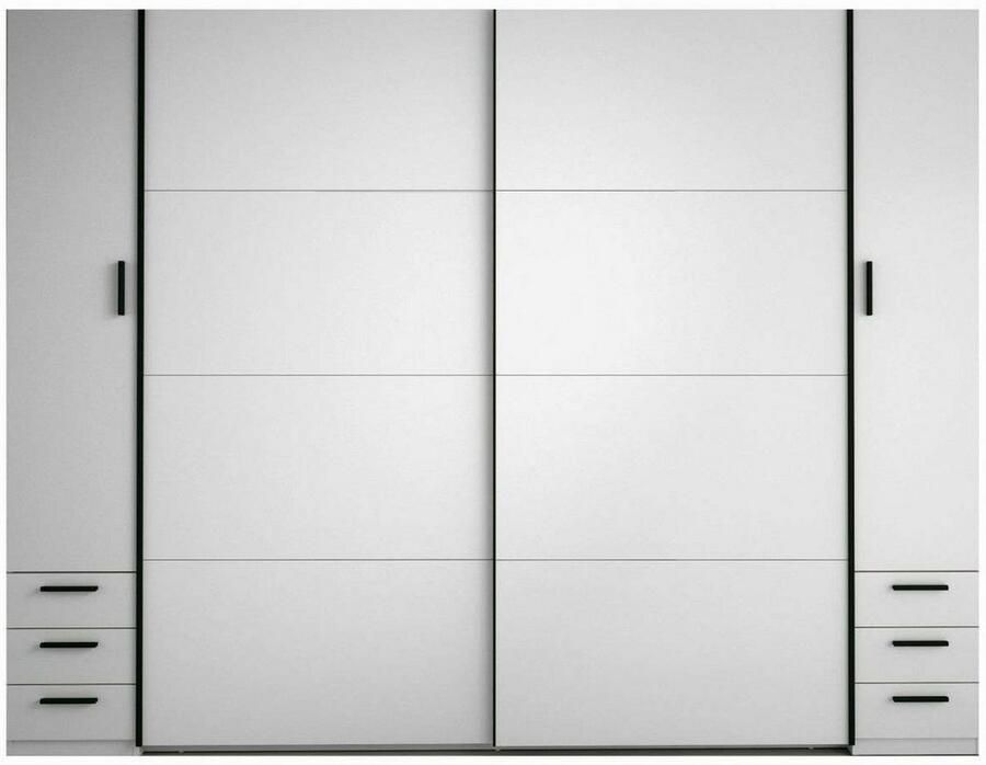 Home affaire Kledingkast Antioch met 10 planken en 2 kledingstangen zwarte handgrepen