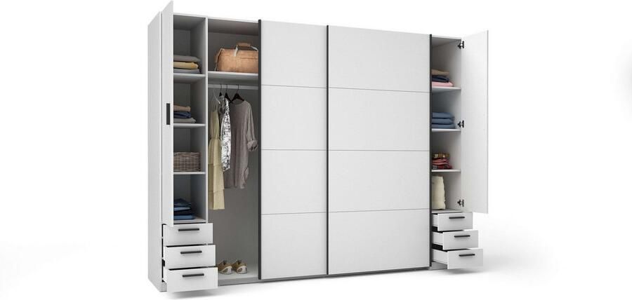 Home affaire Kledingkast Antioch met 10 planken en 2 kledingstangen zwarte handgrepen - Foto 5