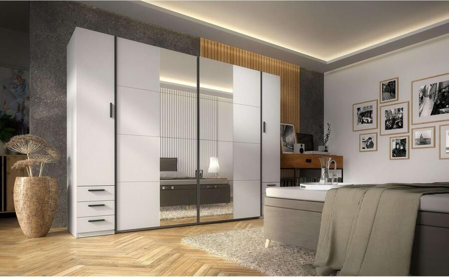 Home affaire Kledingkast Antioch met 10 planken en 2 kledingstangen zwarte handgrepen - Foto 4