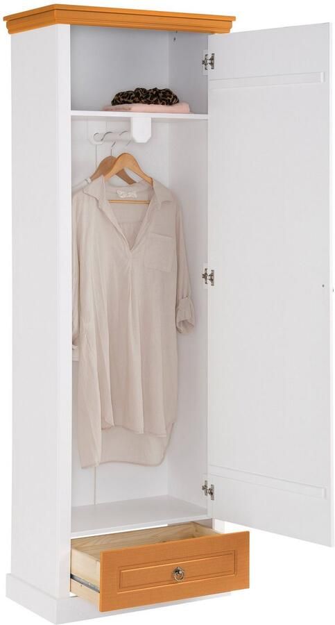 Home affaire Kledingkast Basilico van massieve dennen fsc breedte 67 cm met kledingstang - Foto 5