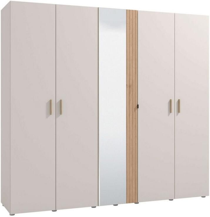 Home affaire Kledingkast Belfort slaapkamerkast met spiegel 5-deurs linnenkast 225x56x208 fsc -gecertificeerd houtmateriaal trendkleur cashmere - Foto 5