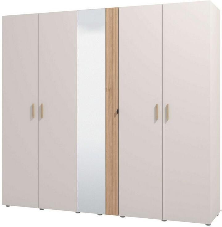 Home affaire Kledingkast Belfort slaapkamerkast met spiegel 5-deurs linnenkast 225x56x208 fsc -gecertificeerd houtmateriaal trendkleur cashmere - Foto 4