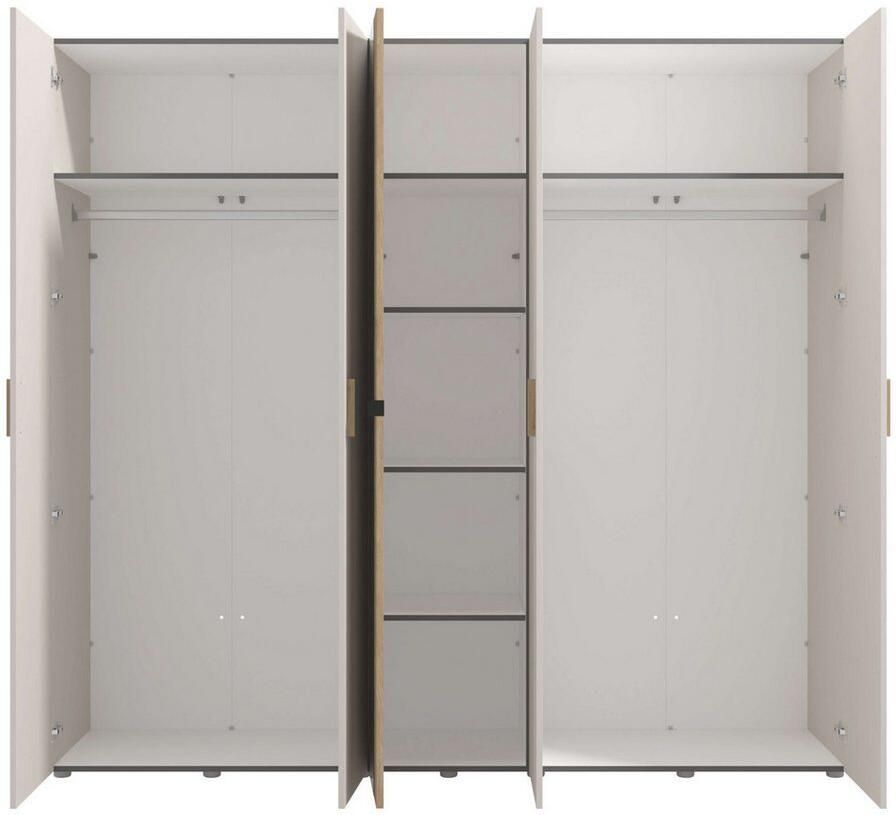 Home affaire Kledingkast Belfort slaapkamerkast met spiegel 5-deurs linnenkast 225x56x208 fsc -gecertificeerd houtmateriaal trendkleur cashmere
