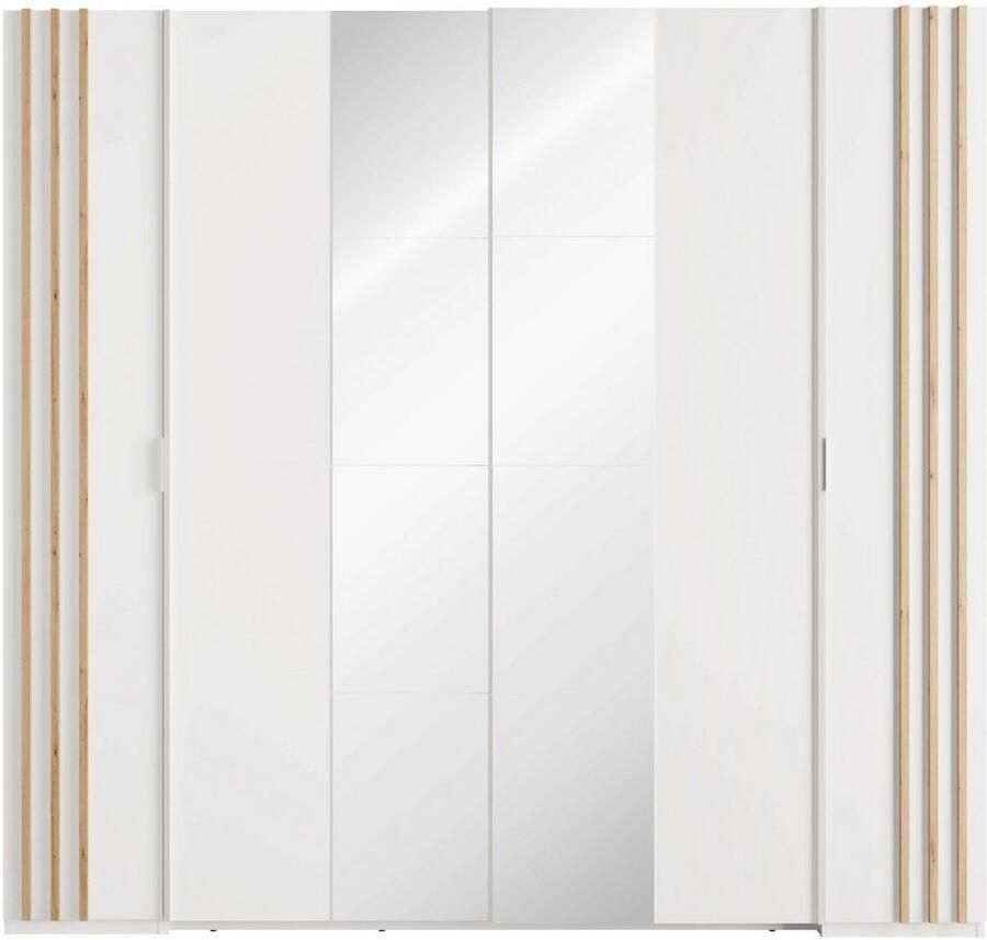 Home affaire Kledingkast Calera met spiegel 10 inlegplanken en kledingstang Garderobe met 2 schuifdeuren en 2 draaideuren BxHxD 219 6x207 5x62 cm