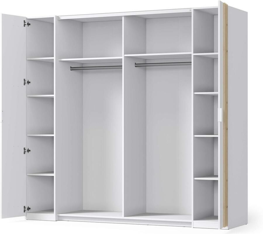 Home affaire Kledingkast Calera met spiegel 10 inlegplanken en kledingstang Garderobe met 2 schuifdeuren en 2 draaideuren BxHxD 219 6x207 5x62 cm - Foto 2