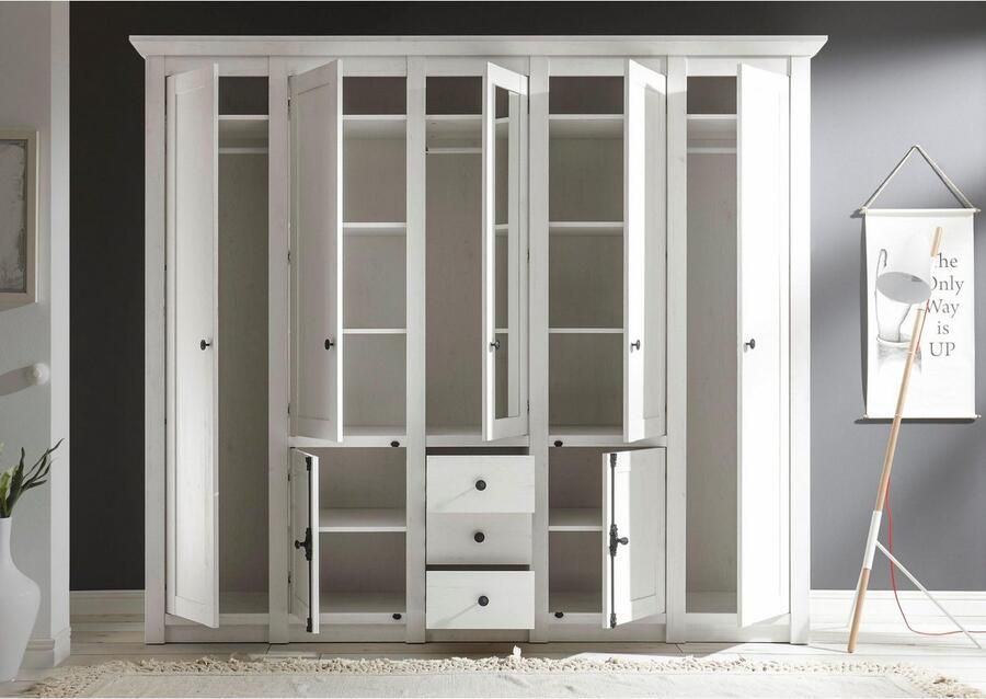 Home affaire Kledingkast California landhuis linnenkast met spiegel 147 of 236 cm breed - Foto 3