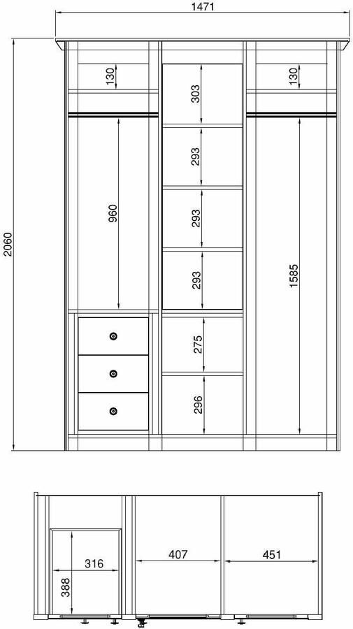 Home affaire Kledingkast California landhuis linnenkast met spiegel 147 of 236 cm breed - Foto 6