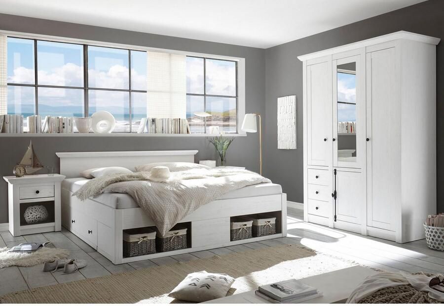 Home affaire Kledingkast California landhuis linnenkast met spiegel 147 of 236 cm breed - Foto 4
