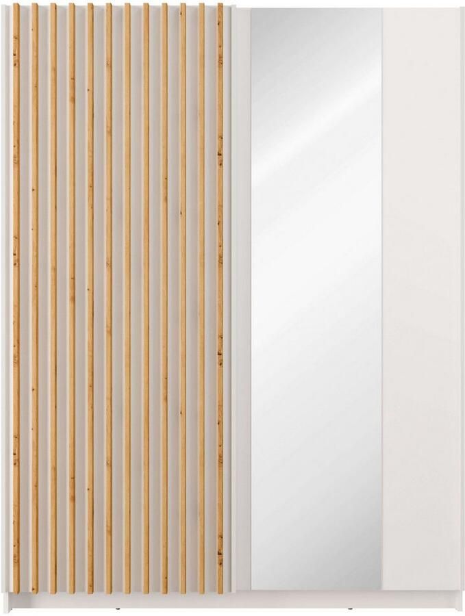 Home affaire Kledingkast Camden met spiegel 4 legplanken en kledingstang Garderobe met 2 schuifdeuren en lamellen BxHxD 150 5x198 5x61 6 cm - Foto 3