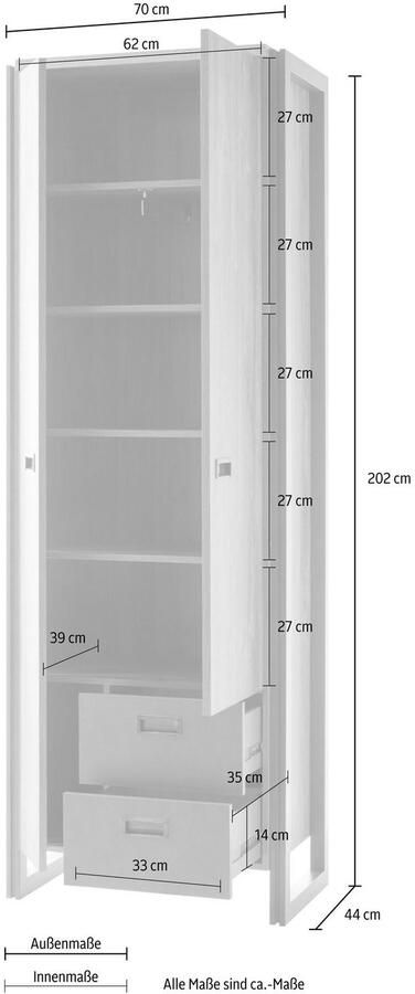 Home affaire Kledingkast Detroit Hoogte ca. 202 cm - Foto 8