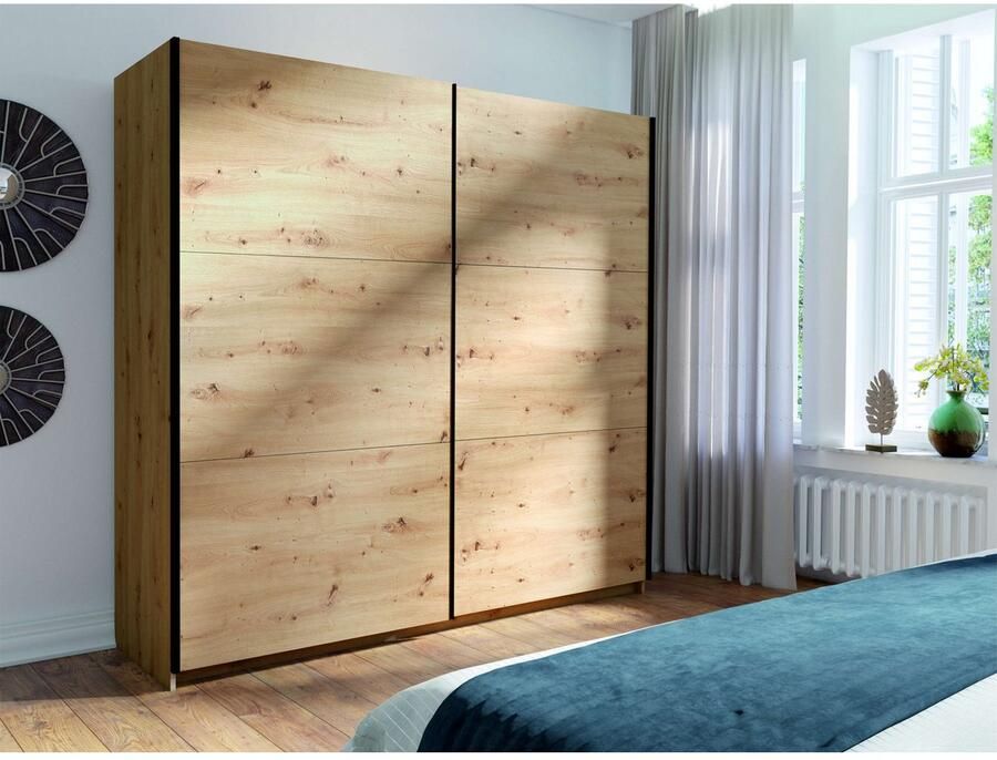 Home affaire Kledingkast Fresno met 5 planken en kledingstang Garderobe met 2 schuifdeuren B H D 150 207 62 cm - Foto 6