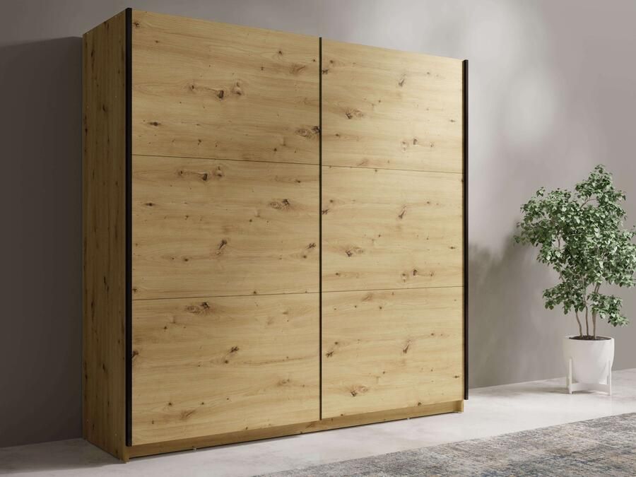 Home affaire Kledingkast Fresno met 5 planken en kledingstang Garderobe met 2 schuifdeuren B H D 150 207 62 cm - Foto 3