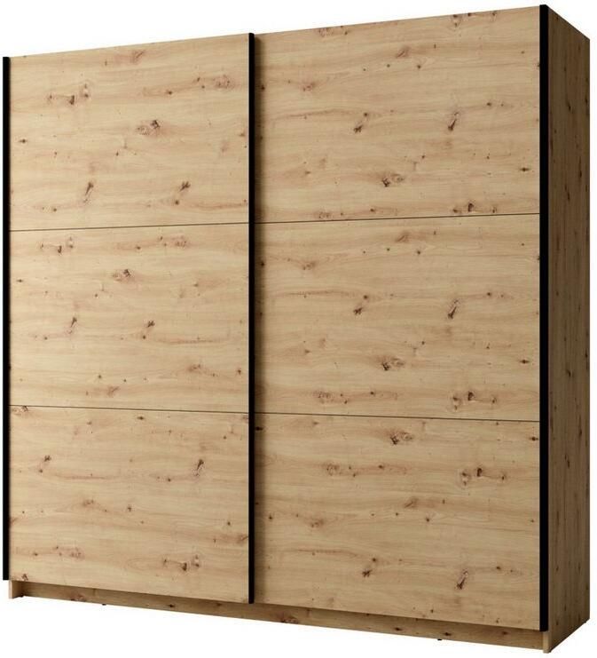 Home affaire Kledingkast Fresno linnenkast met 5 planken en kledingstang Garderobe met 2 schuifdeuren B H D 200 207 62 cm - Foto 5