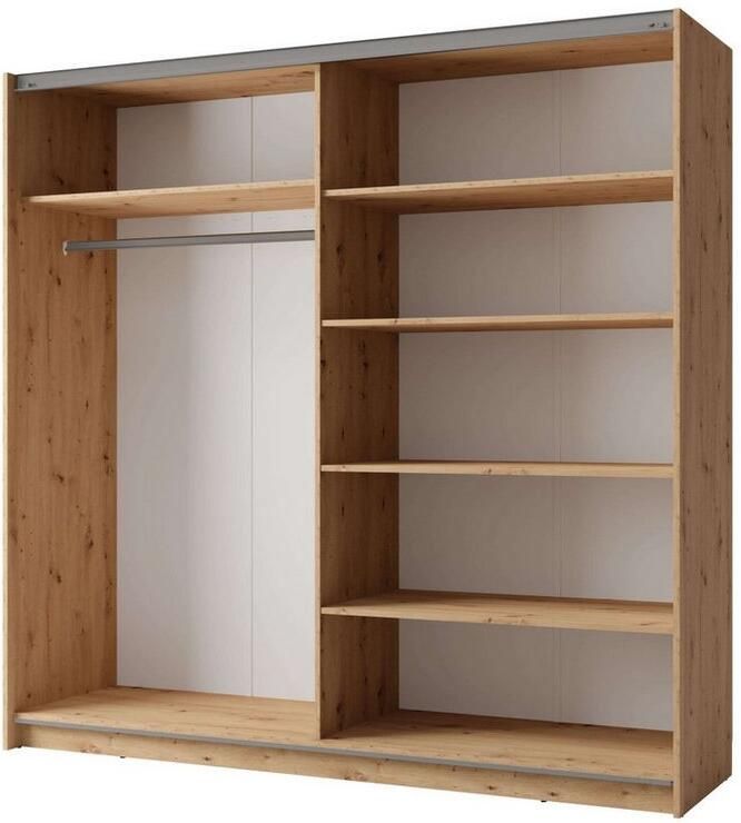 Home affaire Kledingkast Fresno linnenkast met 5 planken en kledingstang Garderobe met 2 schuifdeuren B H D 200 207 62 cm - Foto 7